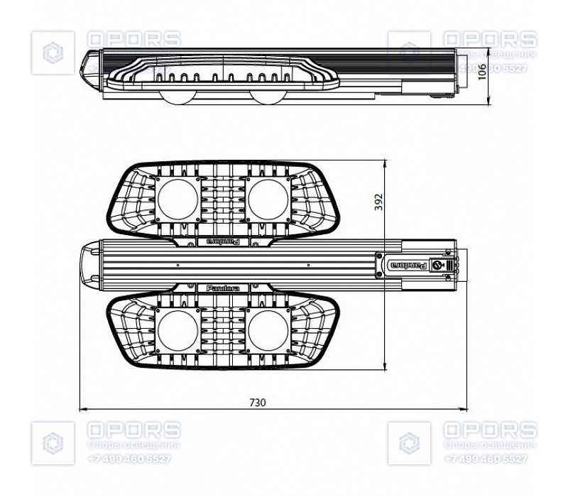 Уличный светильник Pandora LED 575WPА-340/5000 чертеж 1