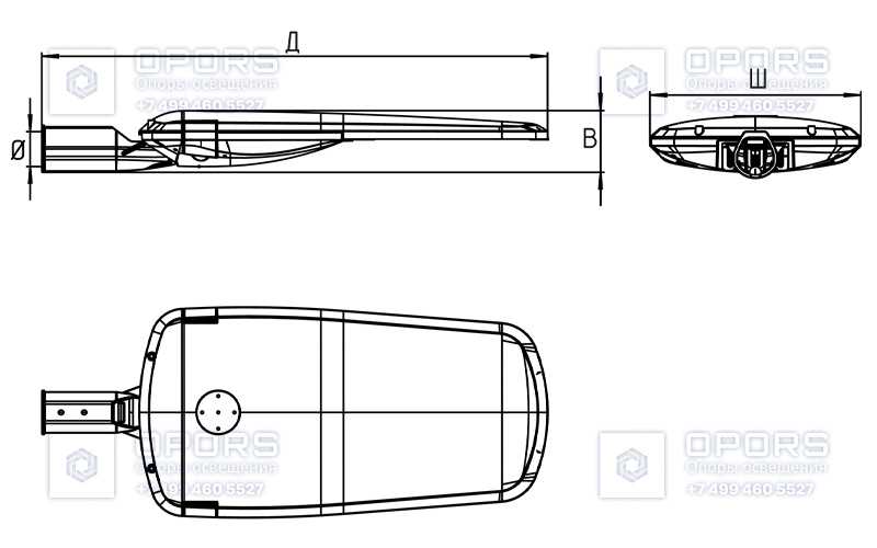 Светодиодный уличный светильник ALB Grad M-40-740A-S1 чертеж