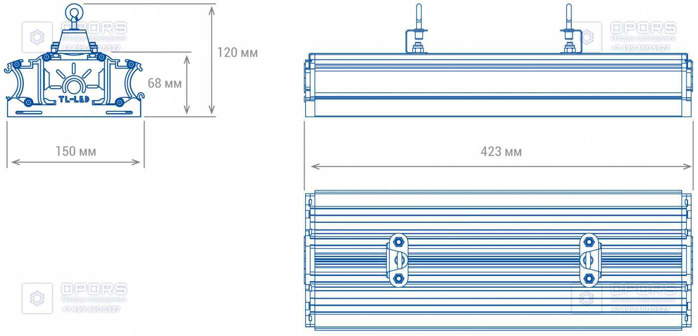 НИЗКОВОЛЬТНЫЙ СВЕТИЛЬНИК TL-PROM Plus 24V LV 100 5K D чертеж 1