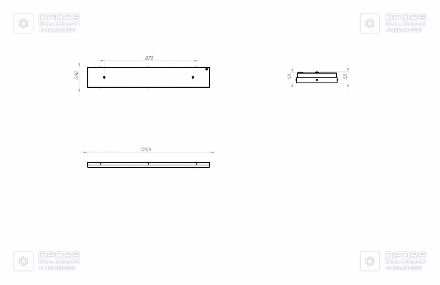ОФИСНЫЙ СВЕТИЛЬНИК TL-Office 38 L1200 PRS 850 IP54 чертеж 1