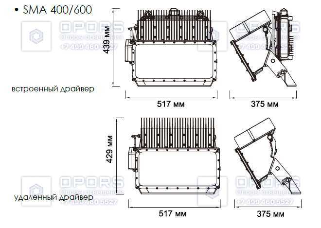 Светодиодный прожектор «AMIRA GigaTera» SMA 600 чертеж
