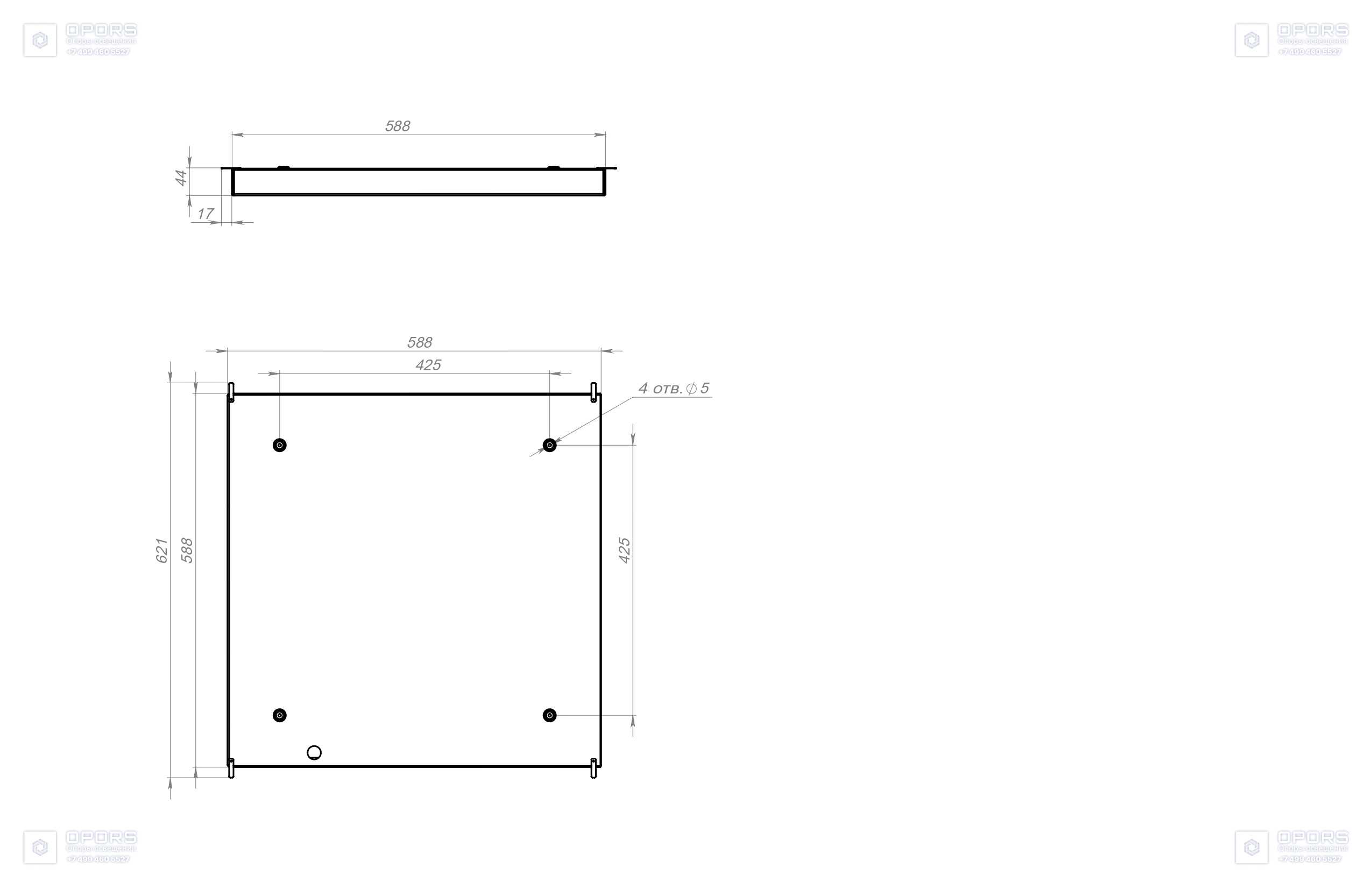 ОФИСНЫЙ СВЕТИЛЬНИК TL-Office 30 GR 588x588 PRS 850 чертеж 1