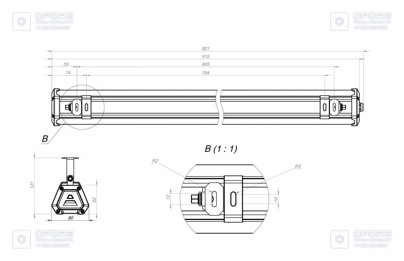 ПРОМЫШЛЕННЫЙ СВЕТИЛЬНИК TL-PROM LINE 45 750 DIM PRS чертеж 1