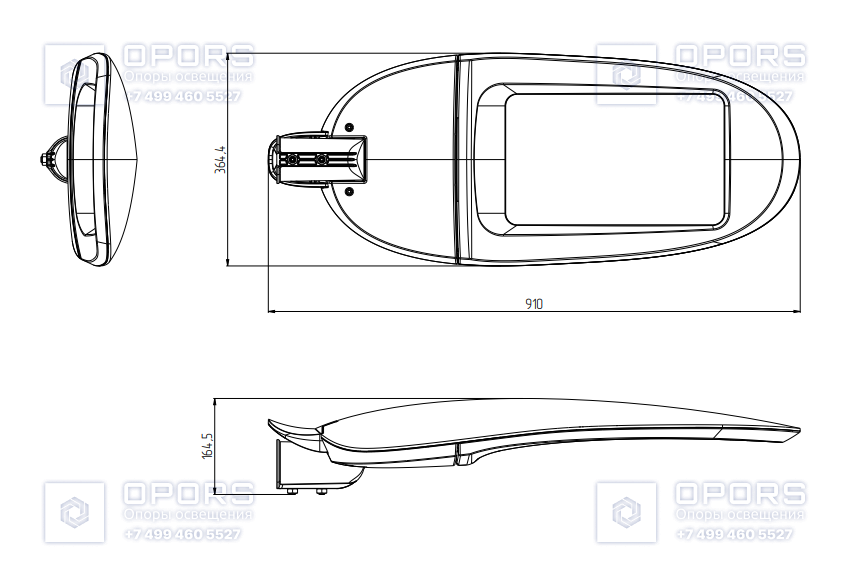 Светодиодный светильник AMG 04A-180-850-W чертеж 1