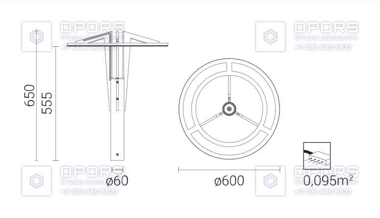 Уличный светильник CORONA LED 72 214735/1 чертеж