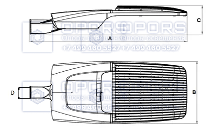 Уличный светодиодный светильник FENIX LED 240 (W) CR 2700K чертеж 1