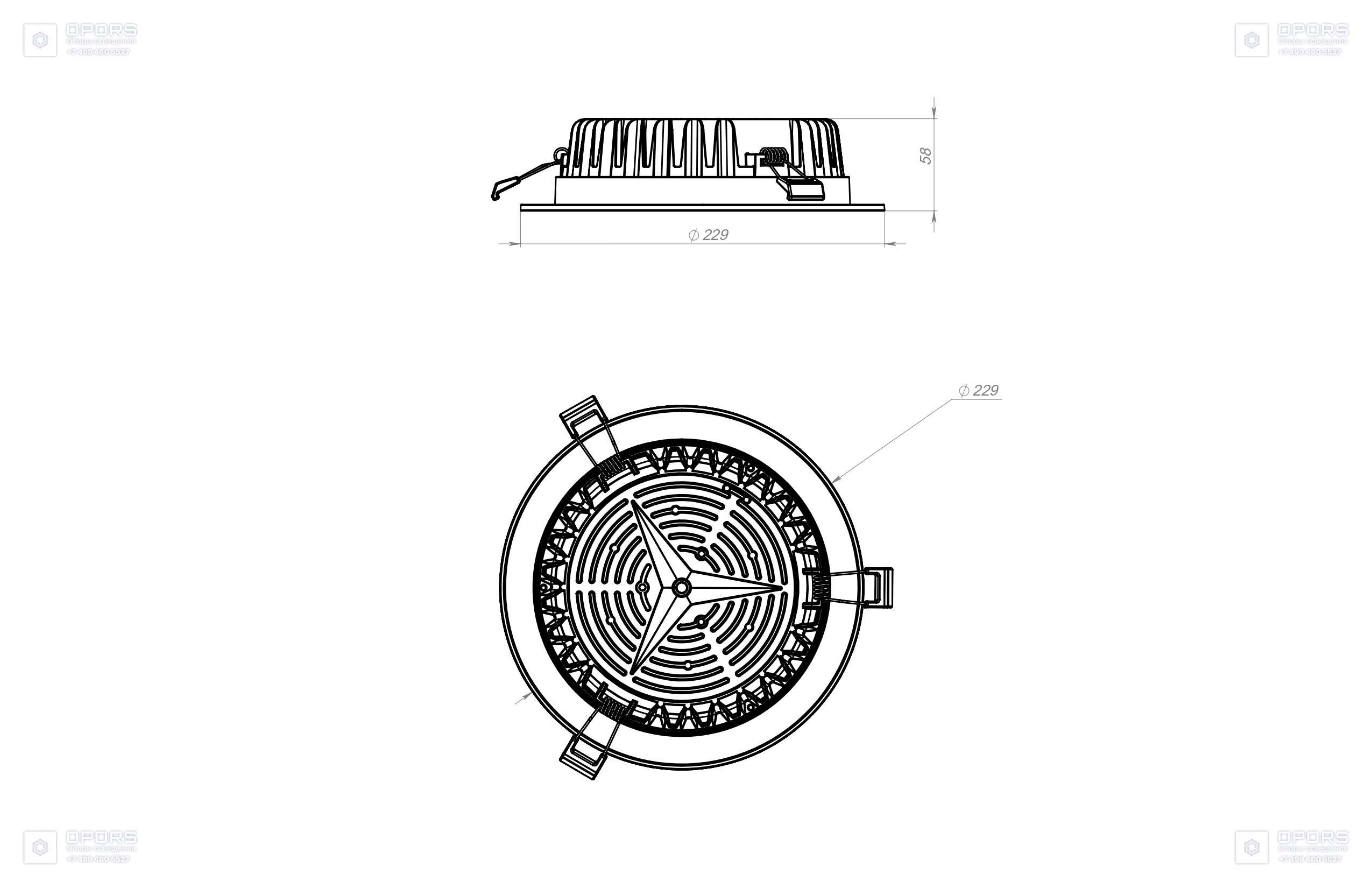 ОФИСНЫЙ СВЕТИЛЬНИК TL-ROUND H 33 PRS 950 QD чертеж 1