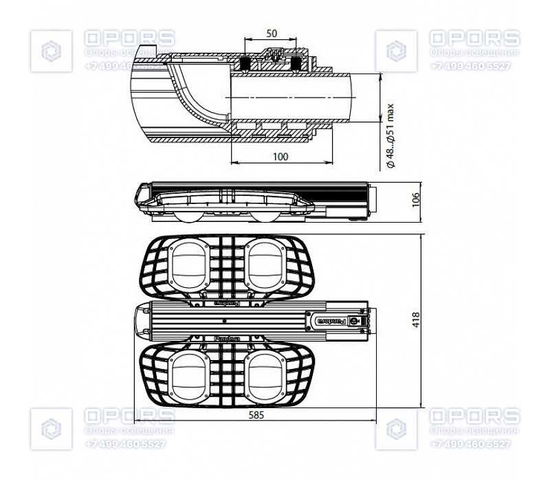 Уличный светильник Pandora LED 555W-140/5000 чертеж 1
