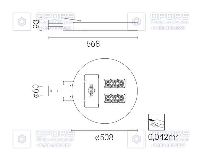 Уличный светильник VEGA LED 60 2141034/6 чертеж