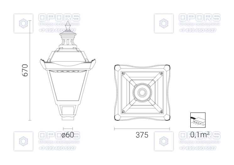 Уличный светильник OS-1 LED 32 211331/6 чертеж