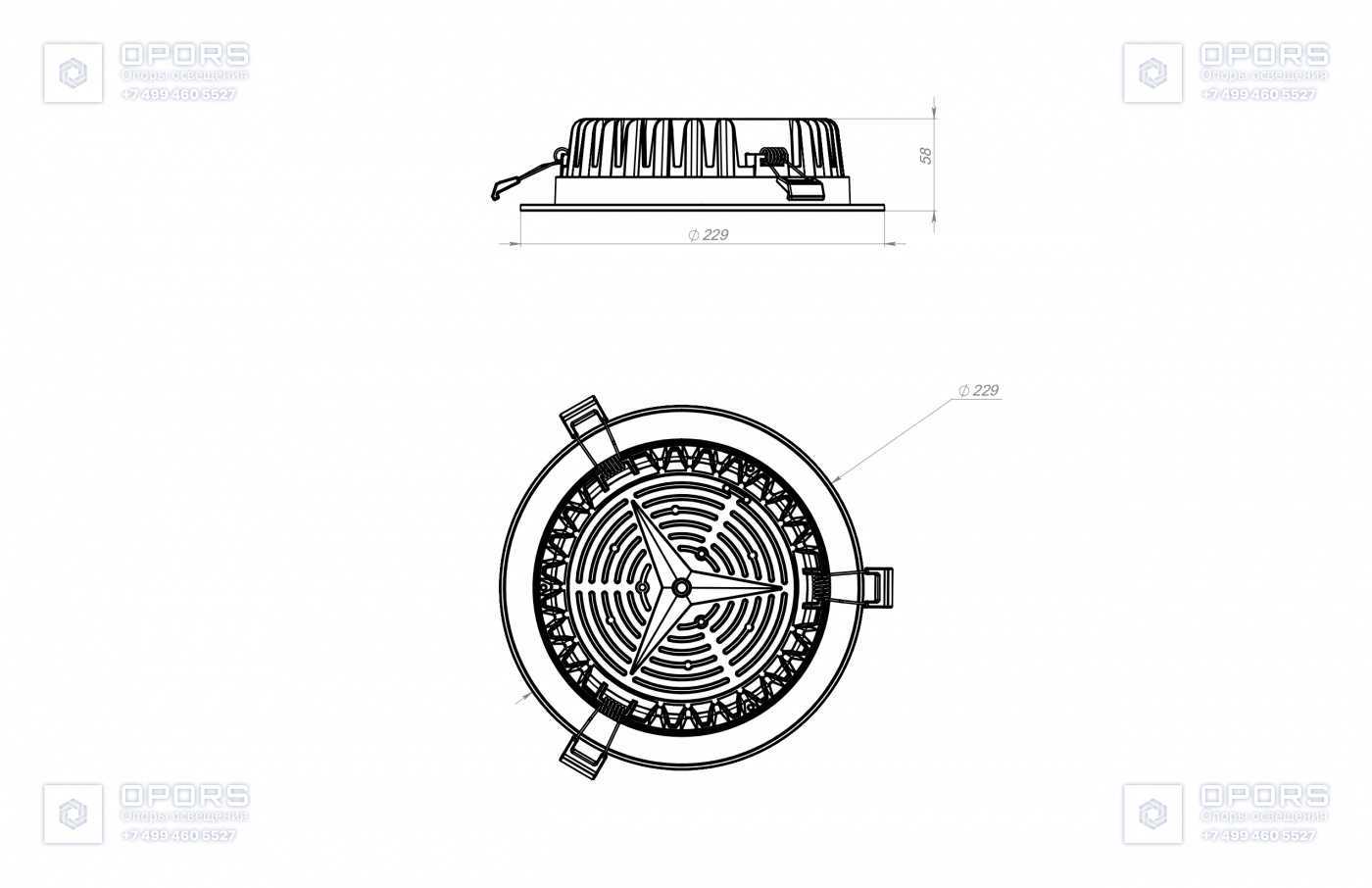 ОФИСНЫЙ СВЕТИЛЬНИК TL-ROUND H 33 OPL 950 QD чертеж 1