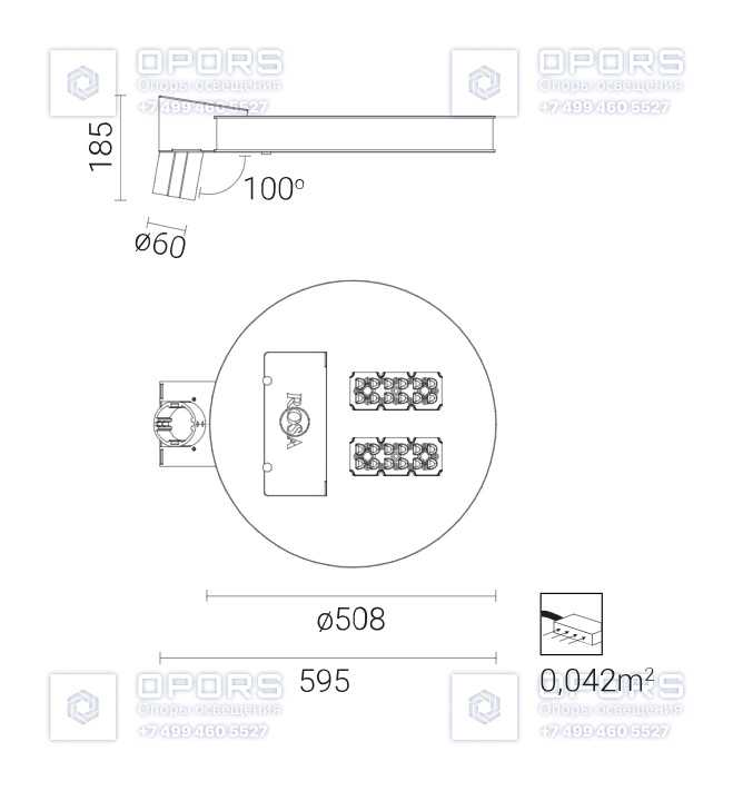 Уличный светильник VEGA LED ALFA 60 2142034/4 чертеж