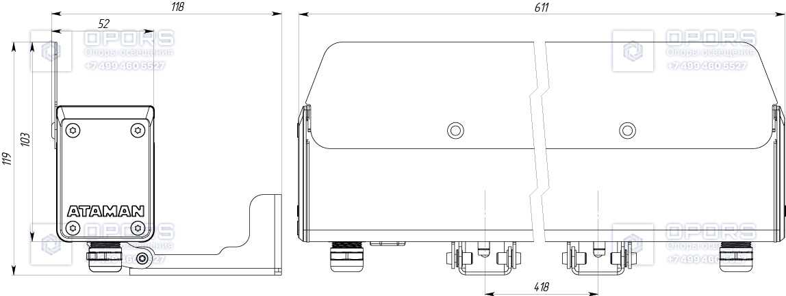 Архитектурный светильник TL-ARCH 24V LV 4 L600 740 D115х75 MG LID фото 2