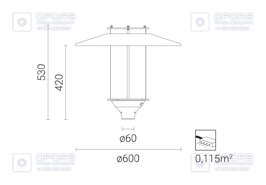 Уличный светильник ELBA LED czarna 213050/4 чертеж