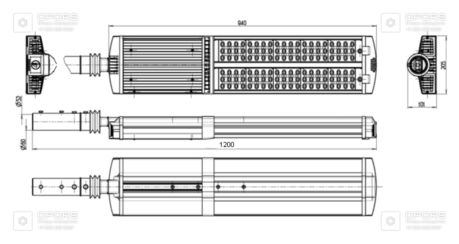 Магистральный светодиодный светильник MAG4-270-260 (760.S.48.ND) чертеж 1