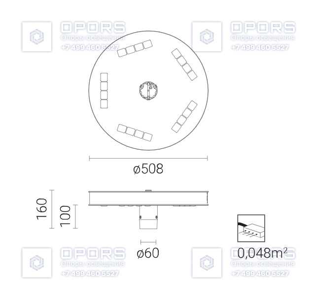 Уличный светильник VEGA LED BETA 48 214033/3 чертеж