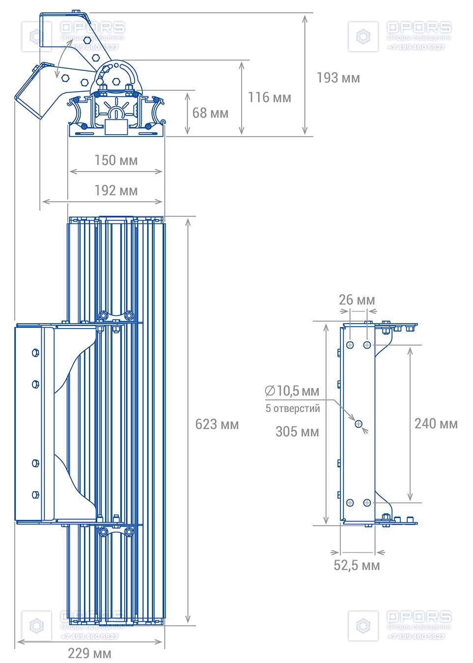 Светодиодный светильник TL-PROM Plus 150 4K FL DIM D чертеж 1
