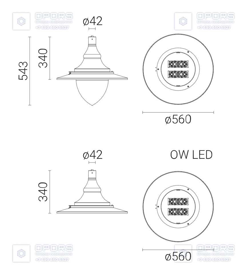 Уличный светильник OW II LED 144 2109141/1 чертеж