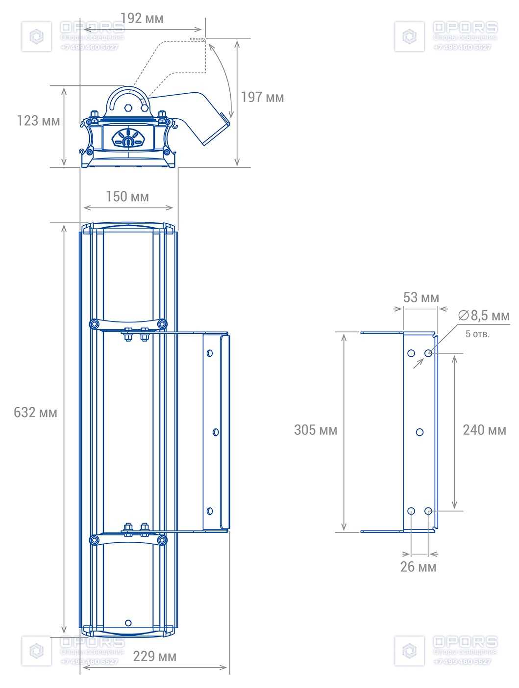 ПРОМЫШЛЕННЫЙ СВЕТИЛЬНИК TL-PROM SM 150 5K FL DIM D чертеж 1