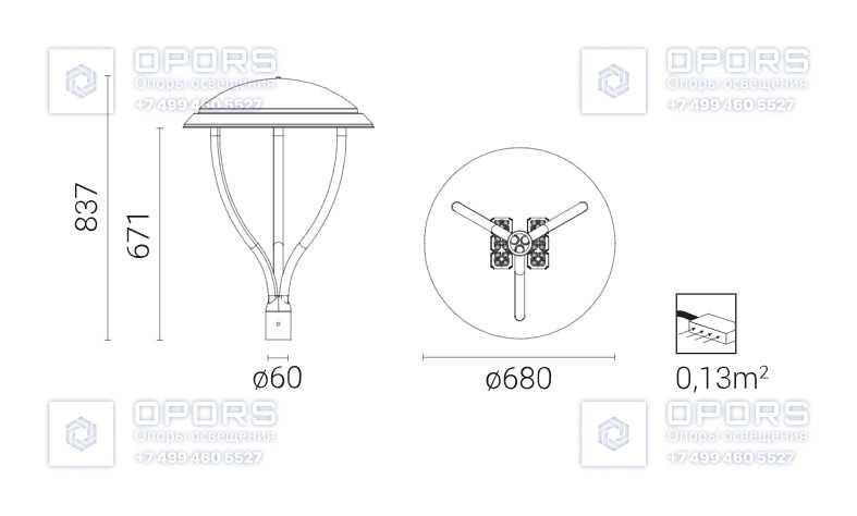 Уличный светильник COSMO DELTA LED 72 2148035/1 чертеж