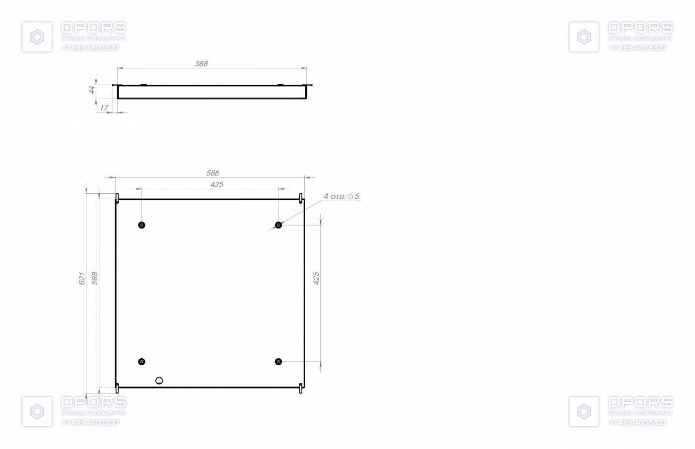 ОФИСНЫЙ СВЕТИЛЬНИК TL-Office 30 GR 588x588 OPL 850 чертеж 1