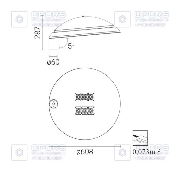 Уличный светильник COSMO LED ALFA 48 2212033/4 чертеж