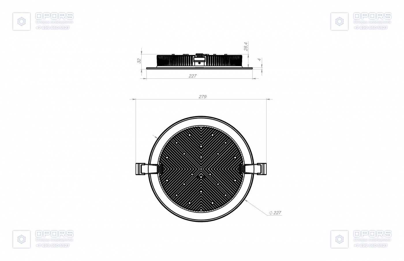 ОФИСНЫЙ СВЕТИЛЬНИК TL-ROUND 11 OPL 940 QD чертеж 1