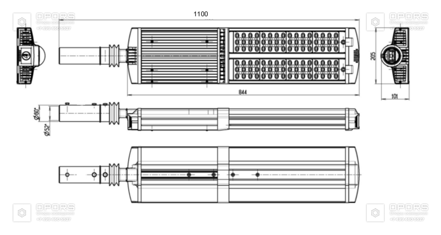 Магистральный светодиодный светильник MAG4-215-248 (740.G.48.ND) чертеж 1